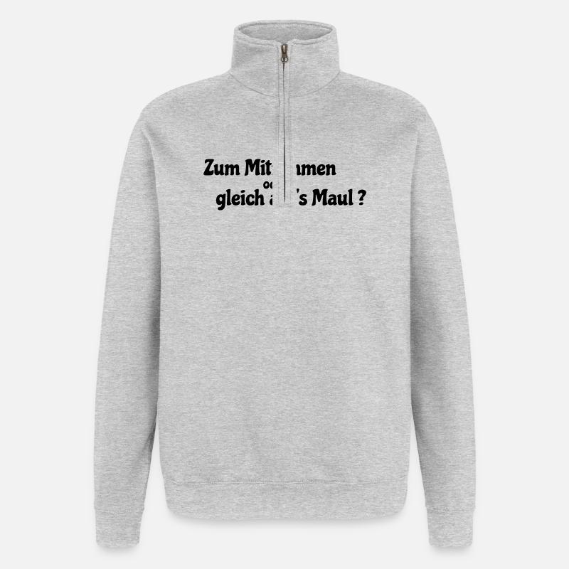 Mitnehmen oder gleich - Quarter-Zip-Sweatshirt - Grau meliert