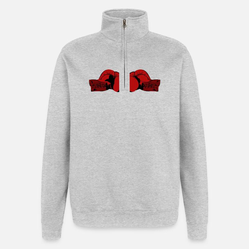 Boxing Gloves - Quarter-Zip Sweatshirt - heather grey