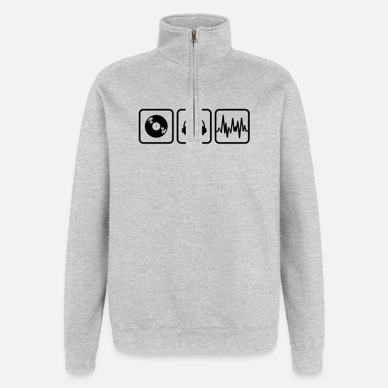 dj - Sweat à zip 1/4 - gris chiné