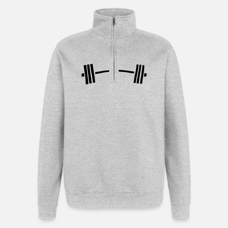 hantel langhantel gebogen - Quarter-Zip-Sweatshirt - Grau meliert