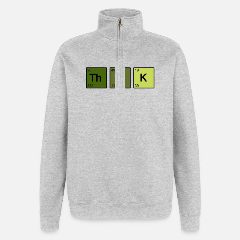 Think (green) - Quarter-Zip Sweatshirt - heather grey