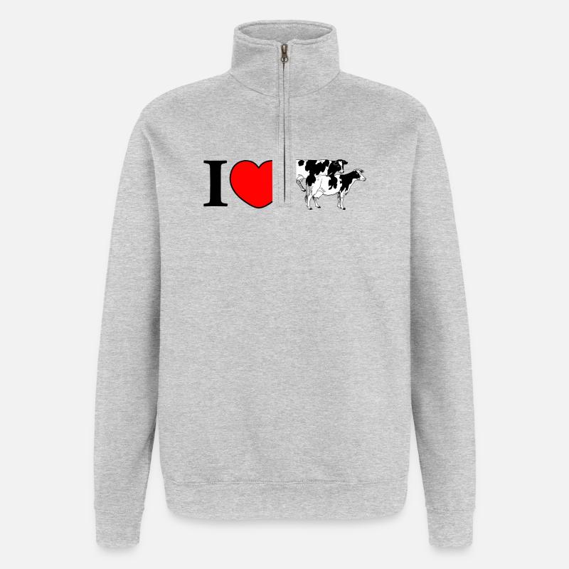 Herzkuh Emblem - Quarter-Zip-Sweatshirt - Grau meliert