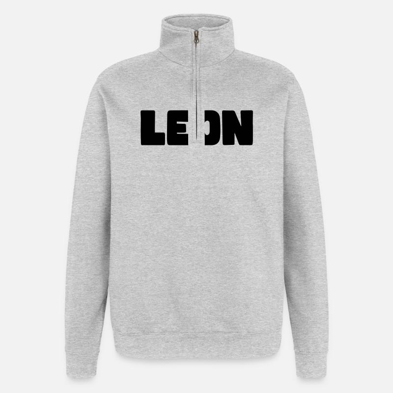Leon Name - Quarter-Zip-Sweatshirt - Grau meliert