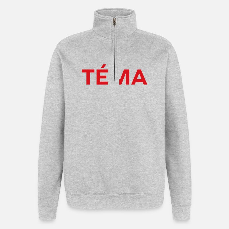téma - Sweat à zip 1/4 - gris chiné