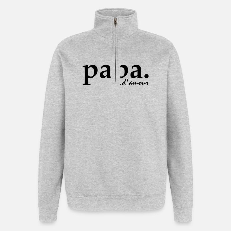 Papa der Liebe - Quarter-Zip-Sweatshirt - Grau meliert