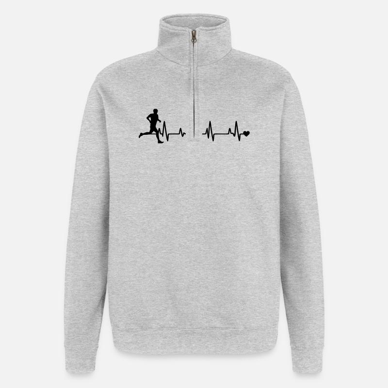 Läufer - Quarter-Zip-Sweatshirt - Grau meliert