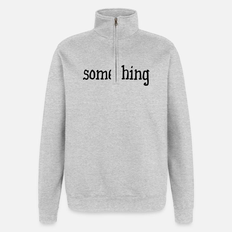 quelque chose - quelque chose - blanc - Sweat à zip 1/4 - gris chiné