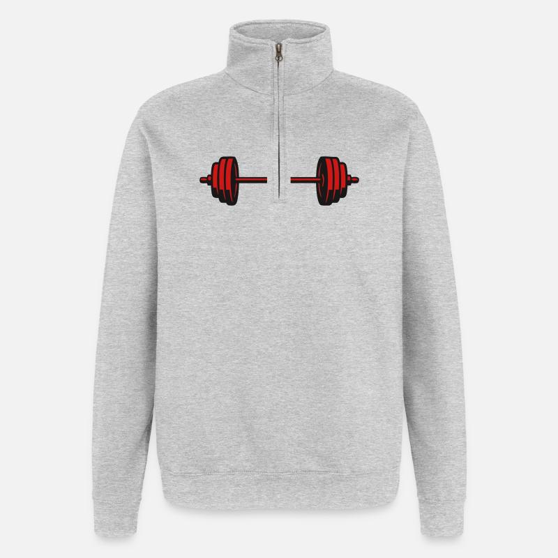 Barbell Weights Vector Icon - Quarter-Zip Sweatshirt - heather grey