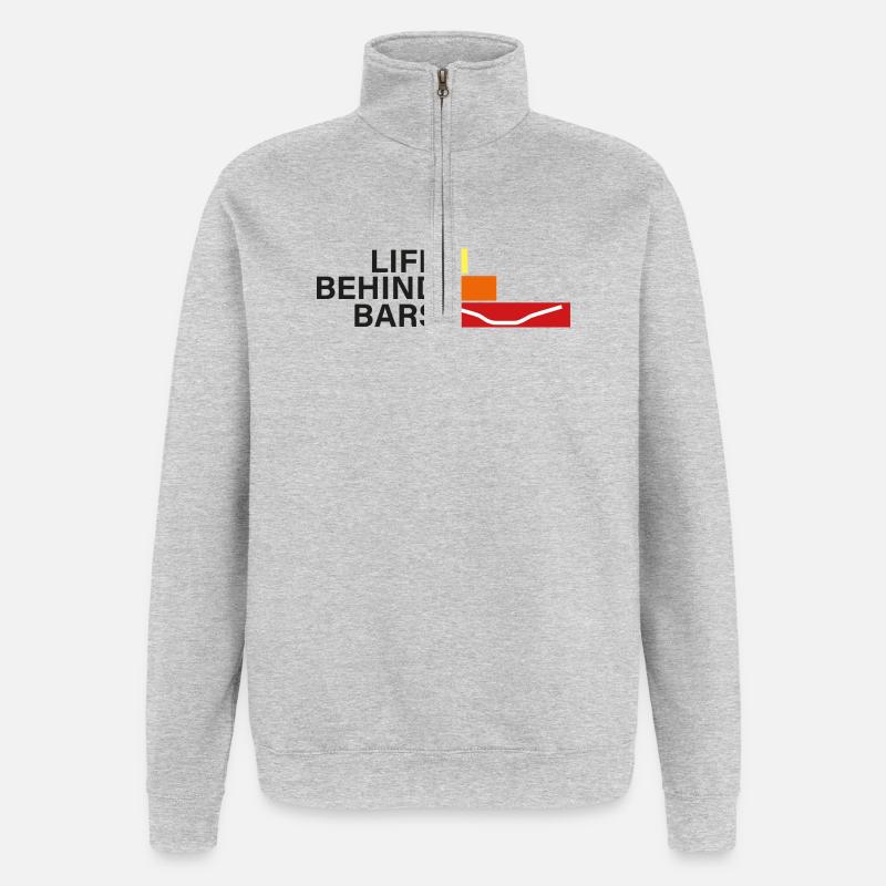LEBEN HINTER GITTERN Leben hinter Hanteln - Quarter-Zip-Sweatshirt - Grau meliert