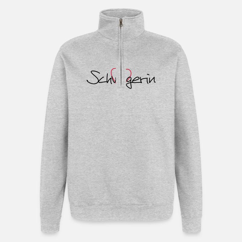 Schwägerin Herz Geschenk Junggesellenabschied - Quarter-Zip-Sweatshirt - Grau meliert