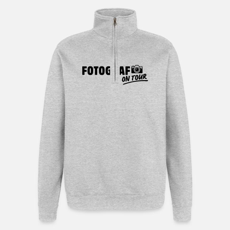 fotograf on tour - Quarter-Zip-Sweatshirt - Grau meliert