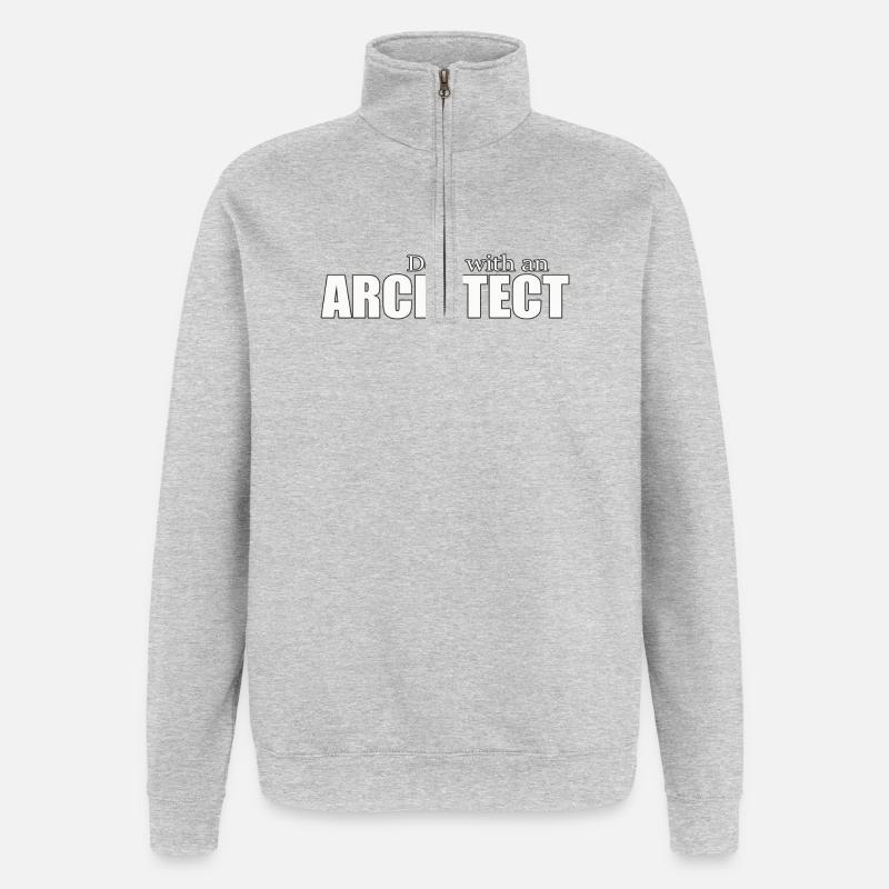 ARCHITECTE - Sweat à zip 1/4 - gris chiné