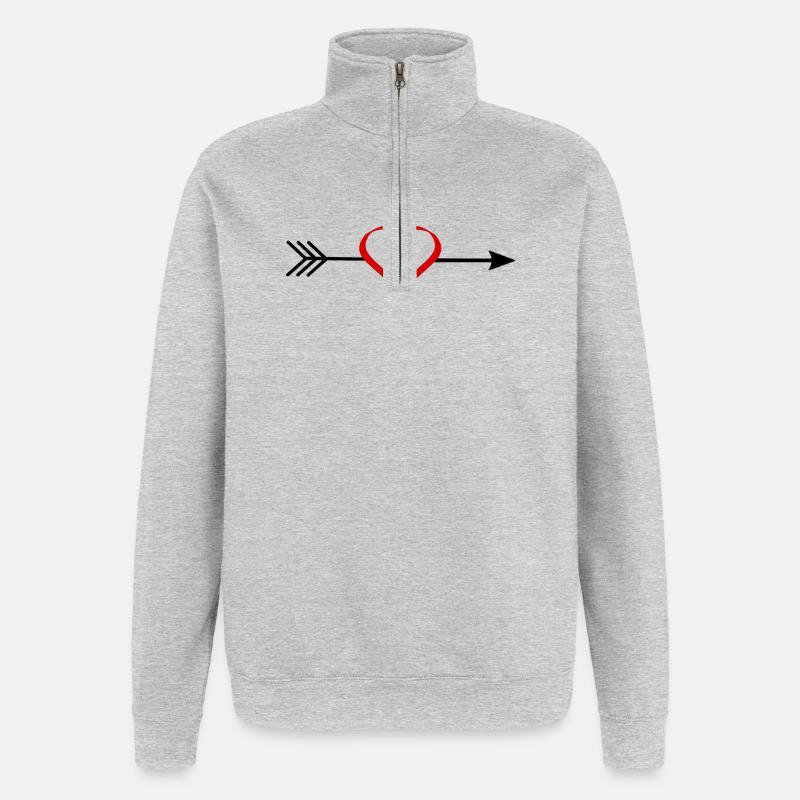 Cadeau Saint-Valentin Saint-Valentin - Sweat à zip 1/4 - gris chiné