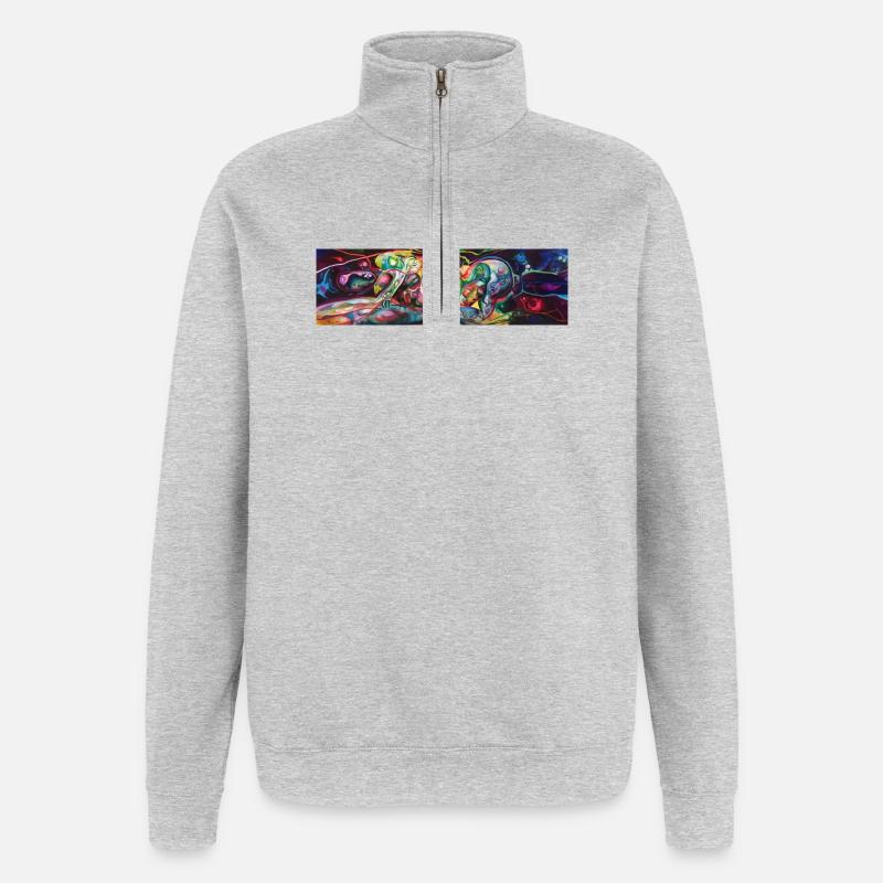 Vivid Faces in Neon Graffiti - Quarter-Zip Sweatshirt - heather grey