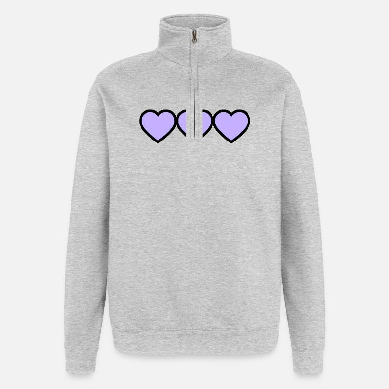 HERZ - Quarter-Zip-Sweatshirt - Grau meliert