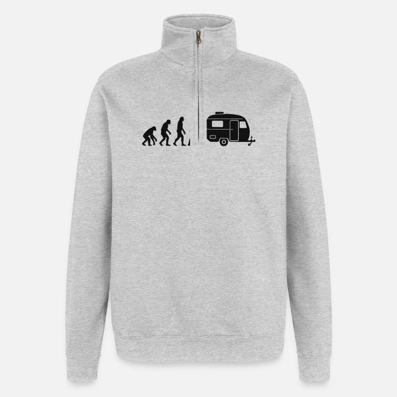 Caravane Evolution Camper - Sweat à zip 1/4 - gris chiné