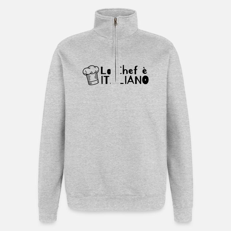 Lo chef è Italiano - Sweat à zip 1/4 - gris chiné