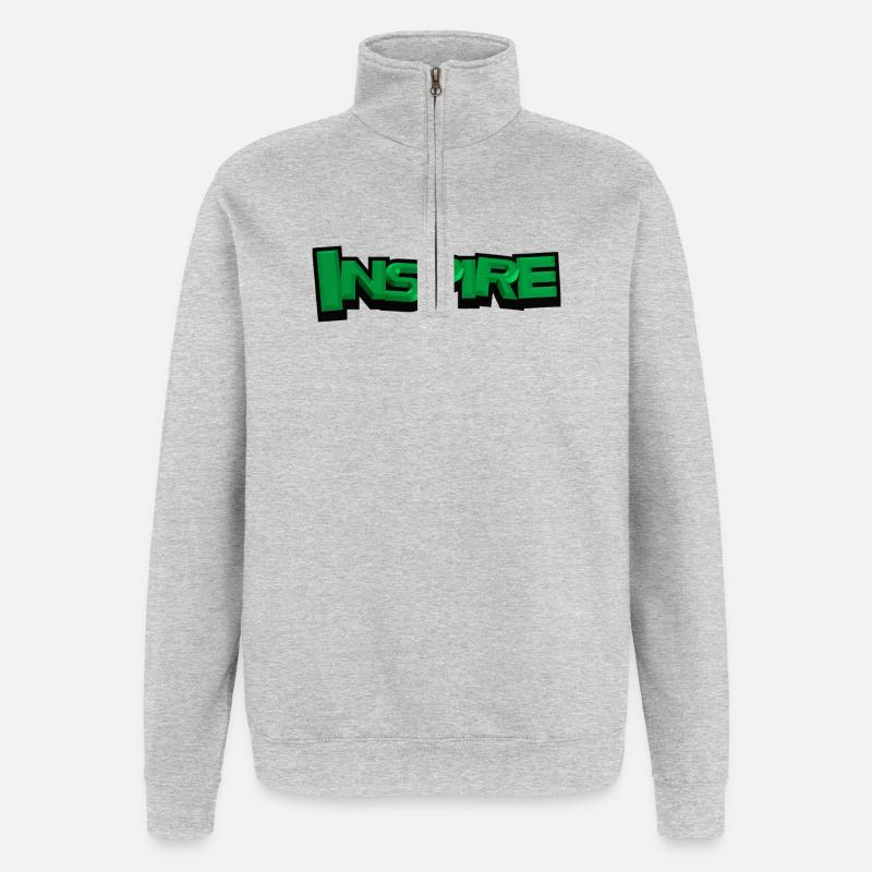 INSPIRE – Modernes 3D-Typografie Design  - Quarter-Zip-Sweatshirt - Grau meliert