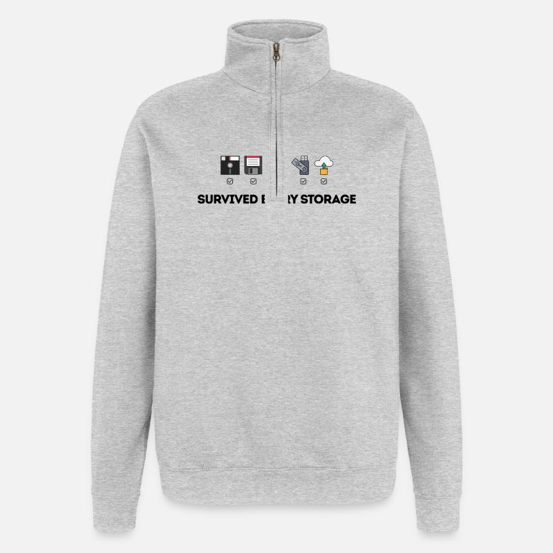 Entwicklung der Datenspeicherung – Tech-Ikonen - Quarter-Zip-Sweatshirt - Grau meliert