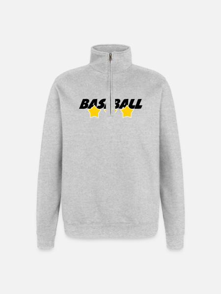 Baseball – Sport - Quarter-Zip-Sweatshirt - Grau meliert