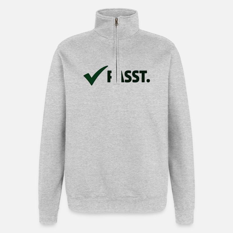 Passt. Minimal Meme Statement T-Shirt - Quarter-Zip-Sweatshirt - Grau meliert