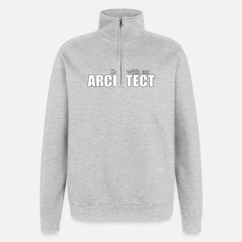 Architecte - Sweat à zip 1/4 - gris chiné