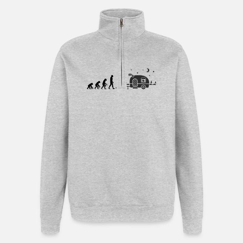 L’ÉVOLUTION DU CAMPING ! CAMPING-CAR VANLIFE - Sweat à zip 1/4 - gris chiné