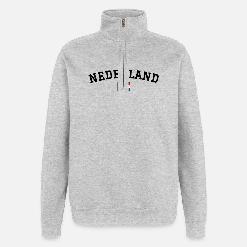 Netherlands Flag Design Black - Quarter-Zip Sweatshirt - heather grey