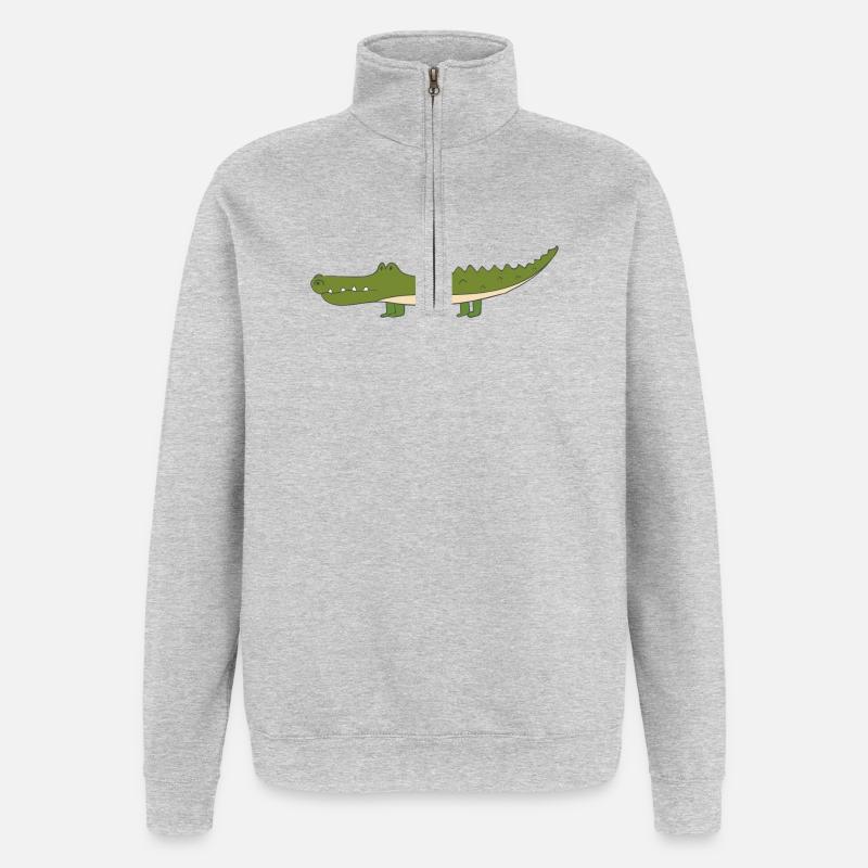 crocodile - Quarter-Zip Sweatshirt - heather grey
