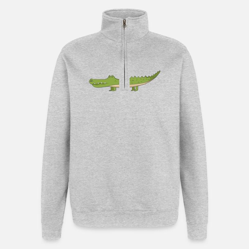 Crocodile - Sweat à zip 1/4 - gris chiné