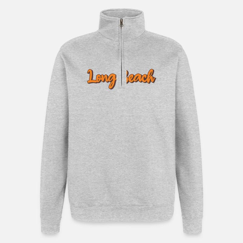 Long Beach Retro Script - Quarter-Zip Sweatshirt - heather grey