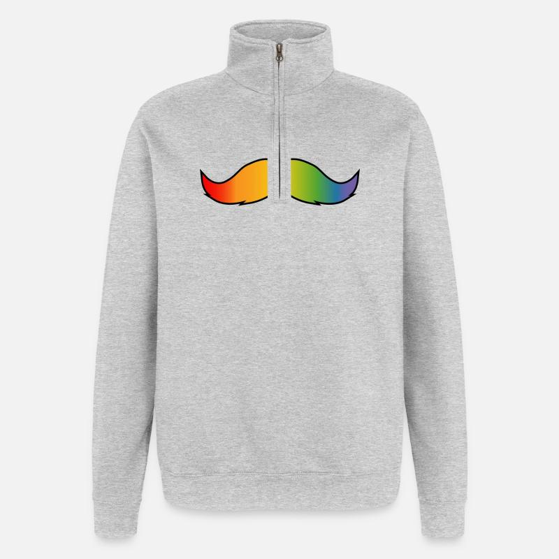 Rainbow Beard Queer Black - Quarter-Zip Sweatshirt - heather grey