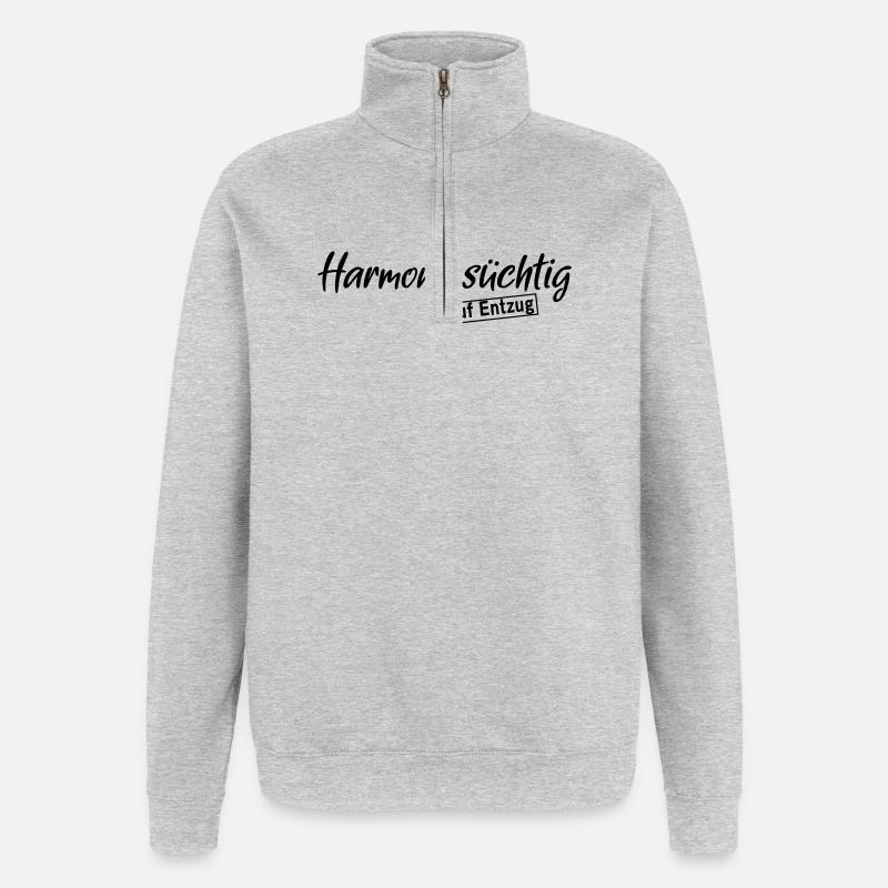 Harmoniesuechtig - Quarter-Zip-Sweatshirt - Grau meliert