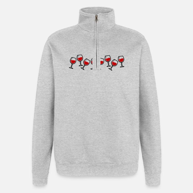 Weingläser Anstoßen Wein - Quarter-Zip-Sweatshirt - Grau meliert