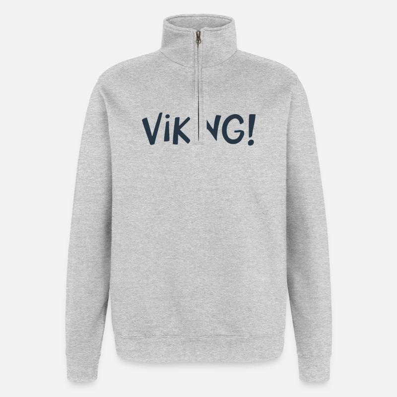 Viking Cri Typo Rugueuse - Sweat à zip 1/4 - gris chiné