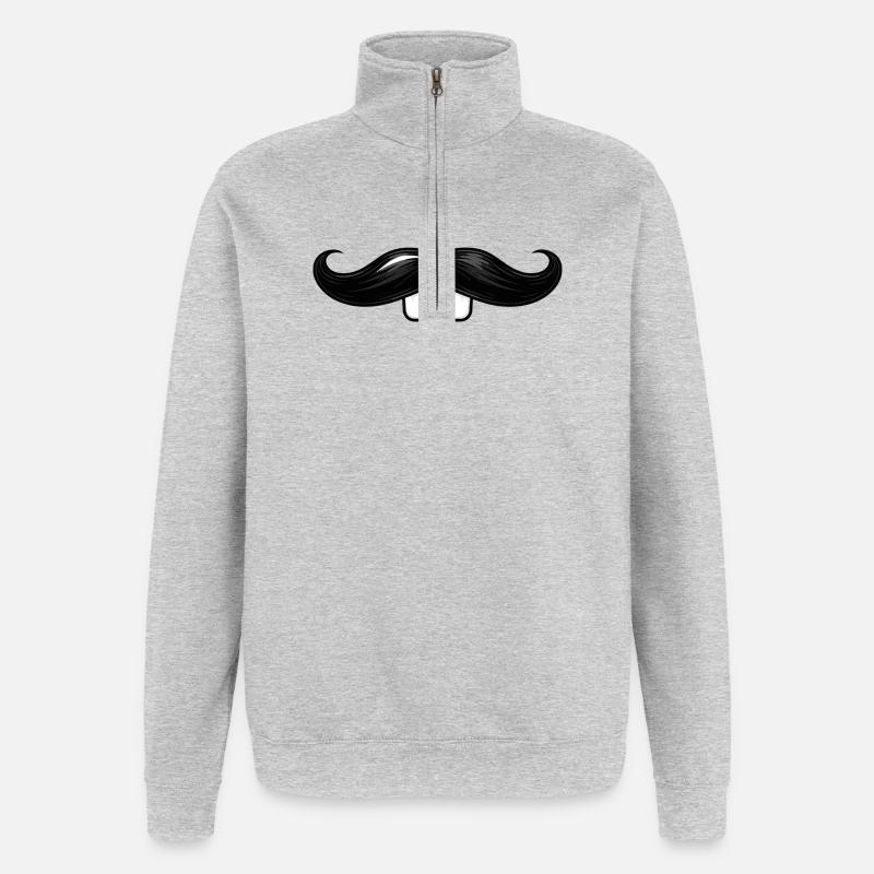 Schnurrbart mit Hasenzähnen  - Quarter-Zip-Sweatshirt - Grau meliert