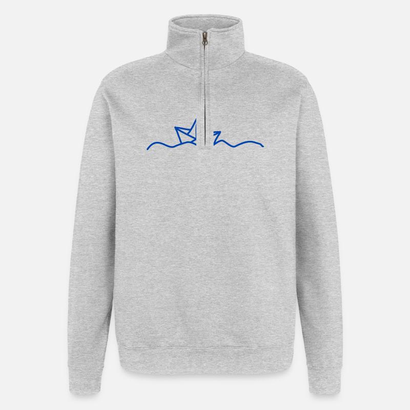 Boot Papierboot Kapitän - Quarter-Zip-Sweatshirt - Grau meliert