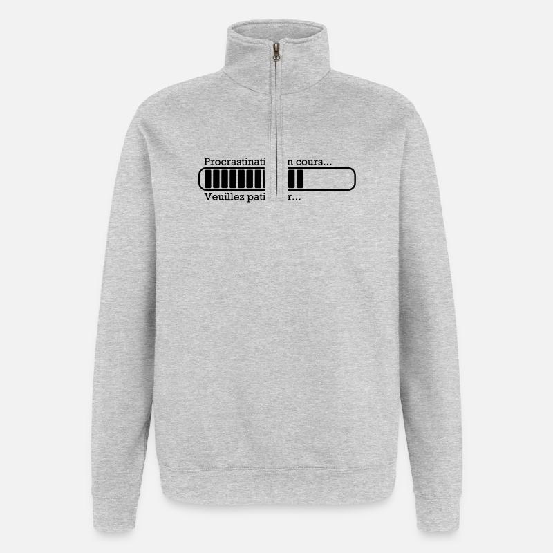 Procrastination in progress ... - Quarter-Zip Sweatshirt - heather grey