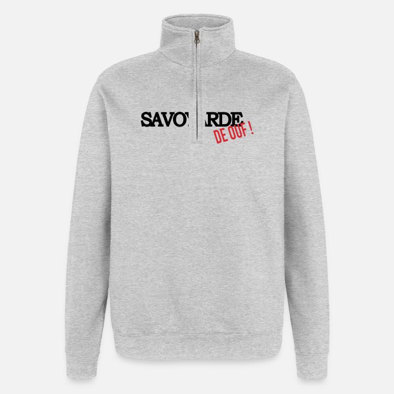 Savoyarde de ouf (noir) - Sweat à zip 1/4 - gris chiné