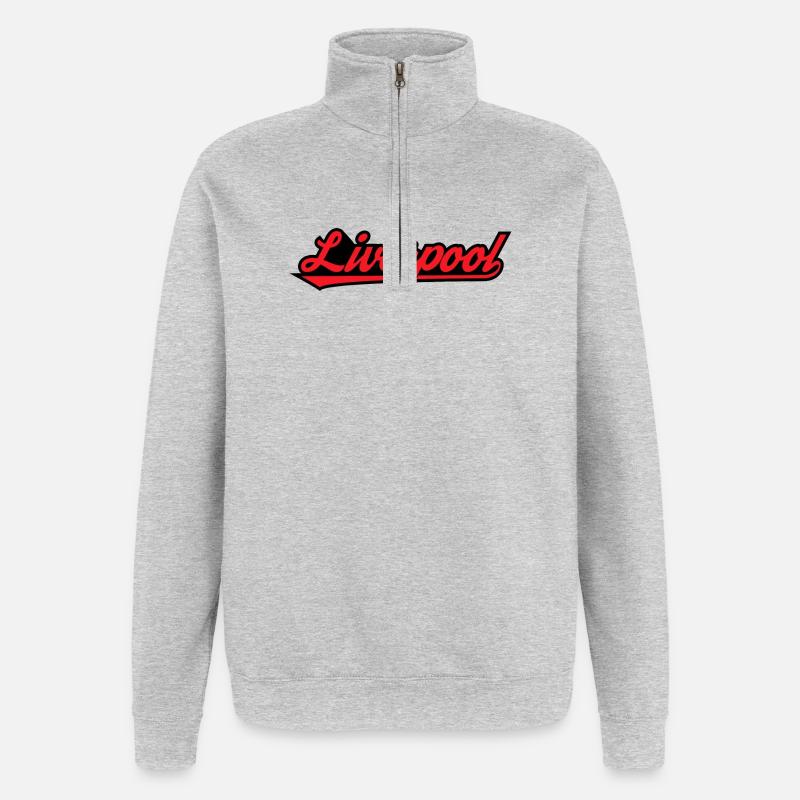 Liverpool Script on Black - Quarter-Zip Sweatshirt - heather grey