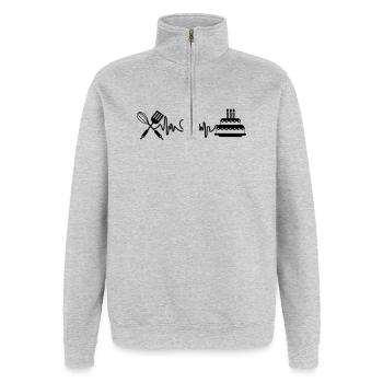 Cardio heart rate kitchen - Quarter-Zip Sweatshirt - heather grey - Front - AI Model Female 172 light (172cm) & AI Model Male 178 dark (178cm)