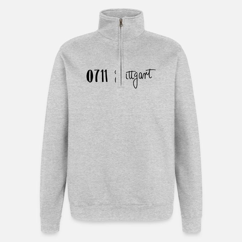 0711 Stuttgart - Quarter-Zip-Sweatshirt - Grau meliert