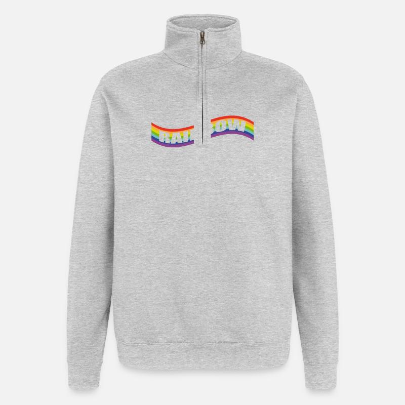 Drapeau arc-en-ciel - Sweat à zip 1/4 - gris chiné