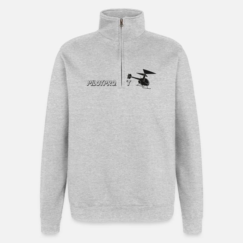 PILOTPROJEKT Hubschrauber - Quarter-Zip-Sweatshirt - Grau meliert
