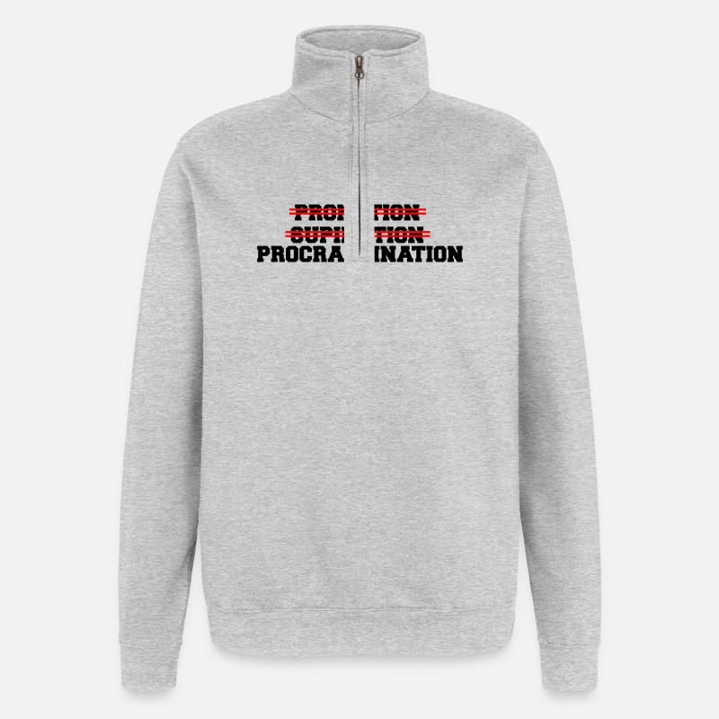 Procrastination - Sweat à zip 1/4 - gris chiné
