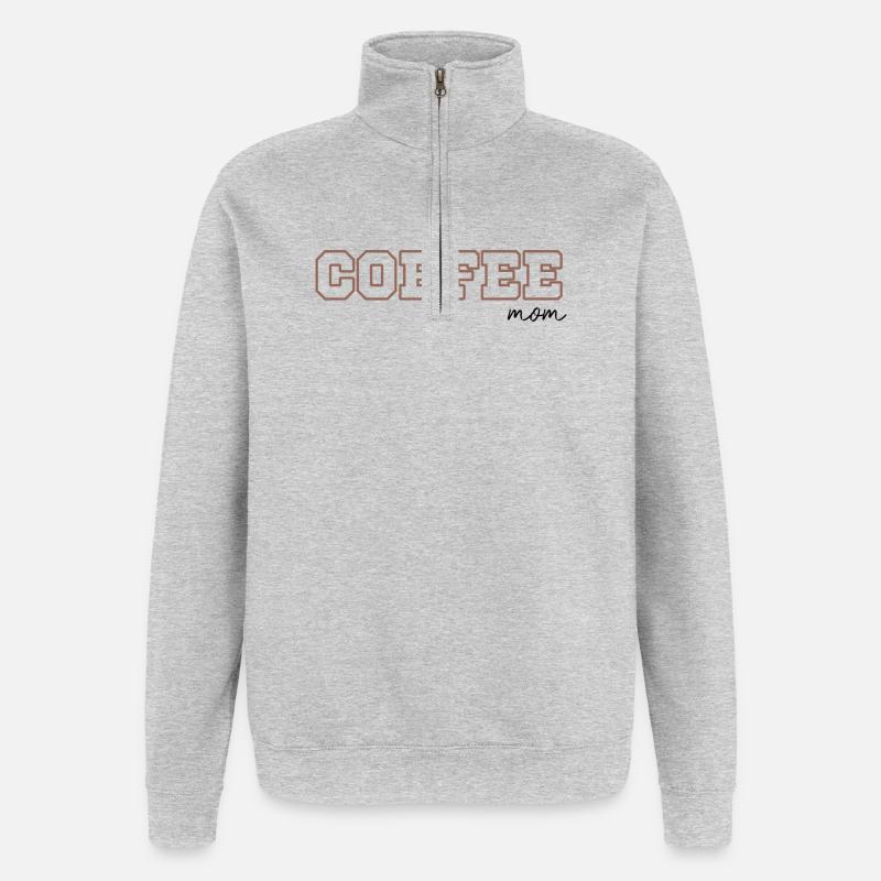 Kaffee Mom - Quarter-Zip-Sweatshirt - Grau meliert