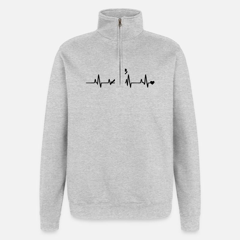 coureur - Sweat à zip 1/4 - gris chiné