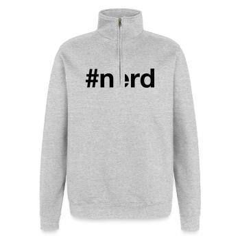 Nerd Hashtag Gamer - Quarter-Zip-Sweatshirt - Grau meliert - Vorne - AI Model Female 172 light (172cm) & AI Model Male 178 dark (178cm)