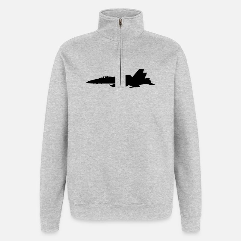 Avion - Sweat à zip 1/4 - gris chiné