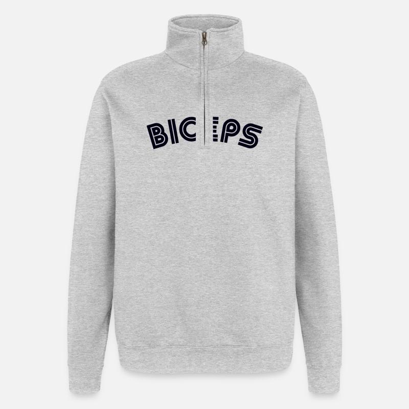 BICEPS Gym Workout Muskeltraining - Quarter-Zip-Sweatshirt - Grau meliert